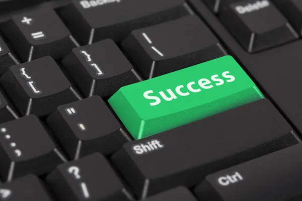 Keyboard with the word success on green button. — Stock Photo, Image