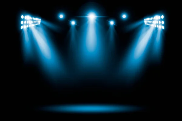 Palco Pódio Com Iluminação Azul Palco Podium Spots Cena Fundo — Fotografia de Stock