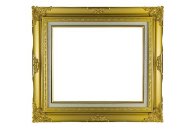 Beyaz arka plan üzerinde izole bronz ve altın çerçeve vintage.