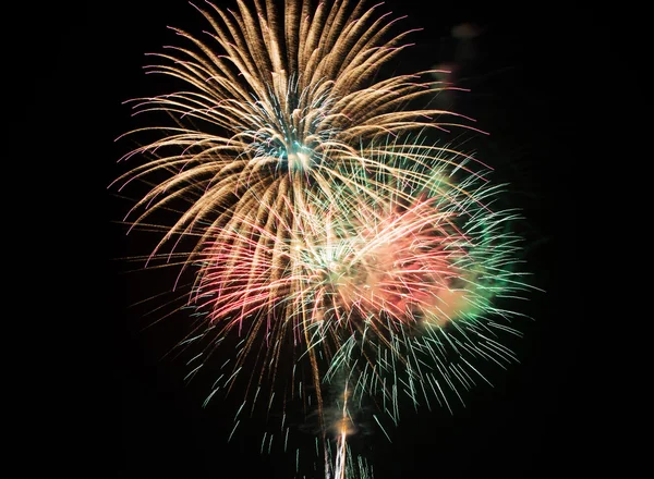 Beautiful colorful firework on the sky at night. — Stock Photo, Image