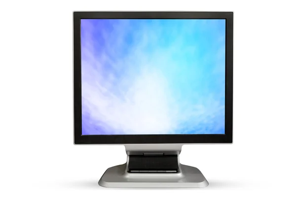 Monitor de computadora pantalla blanca en blanco. Aislado sobre fondo blanco — Foto de Stock