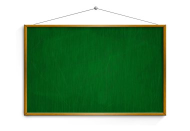 Yeni siyah tebeşir tahtası ahşap çerçeve üzerinde beyaz backg izole ile