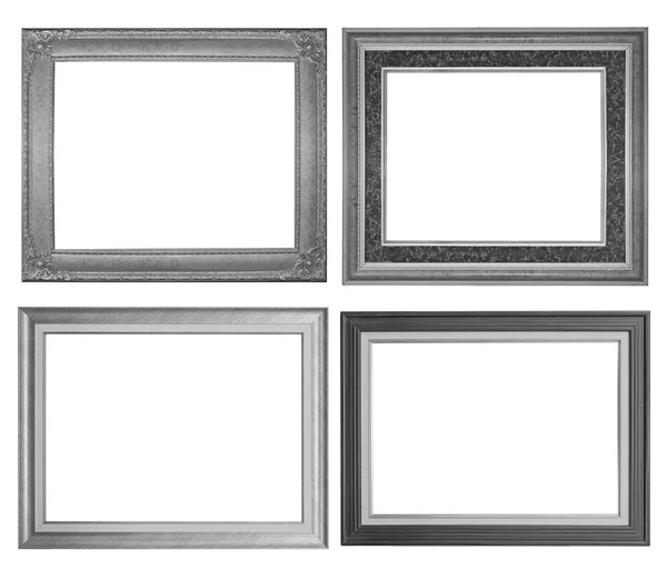 Conjunto de marco de plata aislado sobre fondo blanco . — Foto de Stock