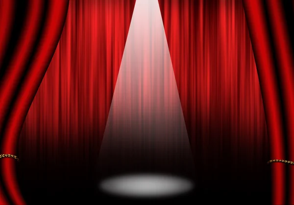 Fill object Stage of Theater with red curtain. Isolated on white. — Stock Photo, Image