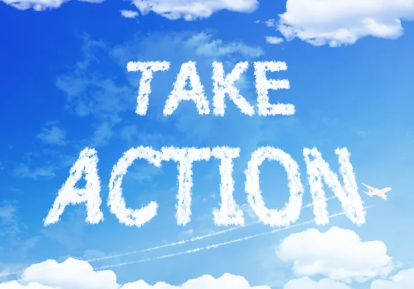 Take action text on the sky. — Stock Photo, Image