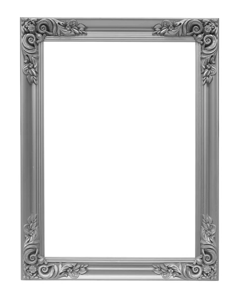 The antique silver vintage frame luxury isolated white backgroun — Stock Photo, Image