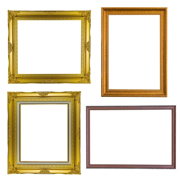 Set aus goldenem Rahmen vintage antique isoliert auf weißem Hintergrund — Stockfoto