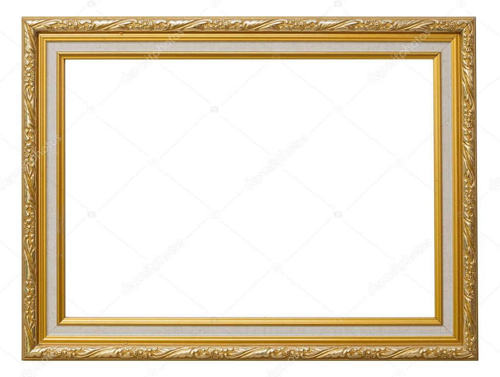 Beautiful gold vintage frame luxury isolated white background.