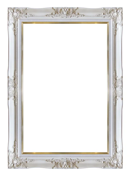 Frame white and gold copper vintage isolated background. — Stock Photo, Image