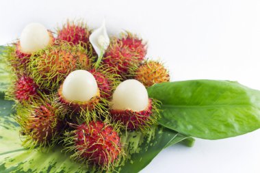Rambutan meyve beyaz arka plan.
