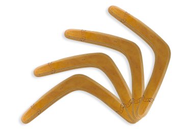 Brown izole Boomerang beyaz arka plan.