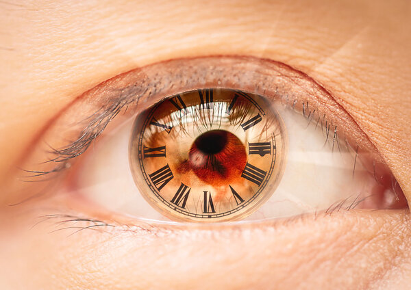 Female eye roman numerals  bio clock.