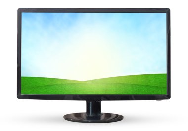 Televizyon gökyüzü veya monitör Pc manzara izole üzerinde beyaz backgro