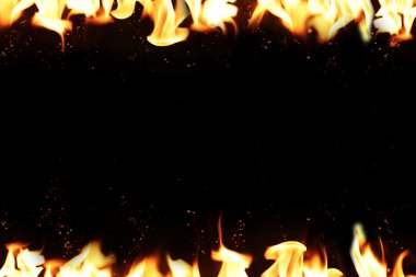 Hot temperature fire frame background.