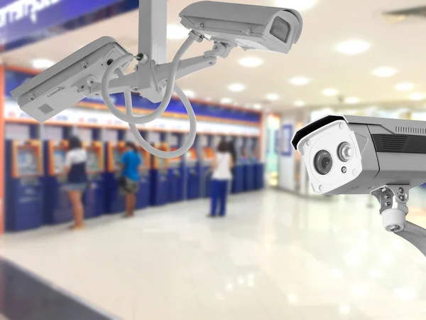 Kamery CCTV Security automatyczne teller machine(Atm) obszar tła. — Zdjęcie stockowe