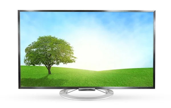 TV-Monitor Landschaft Ansicht isoliert auf weißem Hintergrund. — Stockfoto
