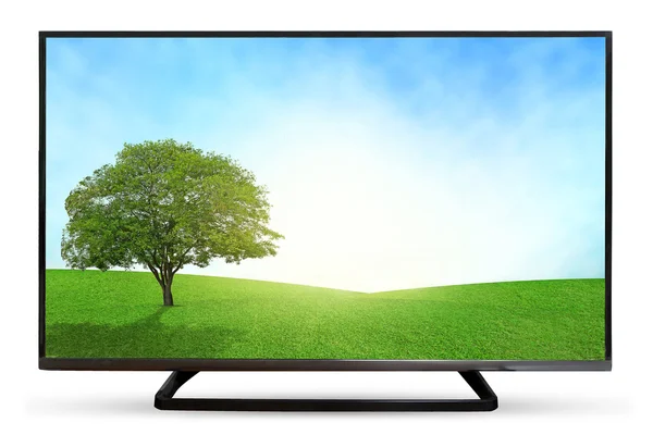 Televisione cielo o monitor paesaggio isolato su sfondo bianco — Foto Stock