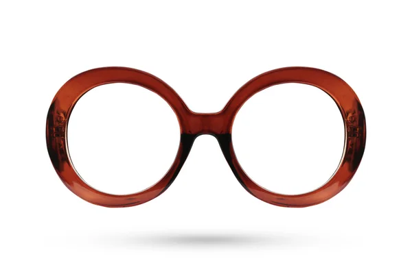 Moda occhiali marrone stile plastica incorniciato isolato su bac bianco — Foto Stock
