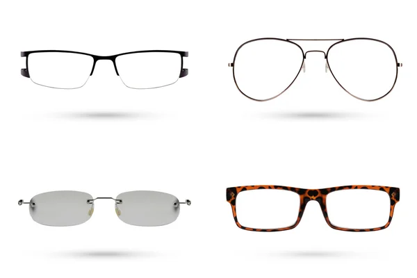 Koleksiyonları üzerinde beyaz b izole klasik moda gözlük stil — Stok fotoğraf
