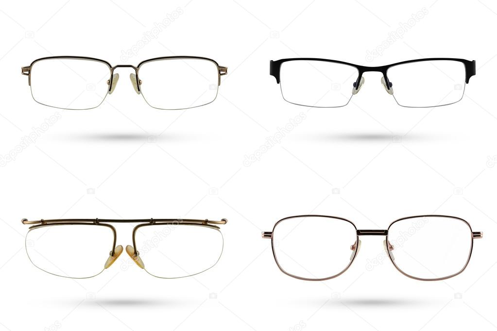 Classic Fashion eyeglasses style collections isolated on white b