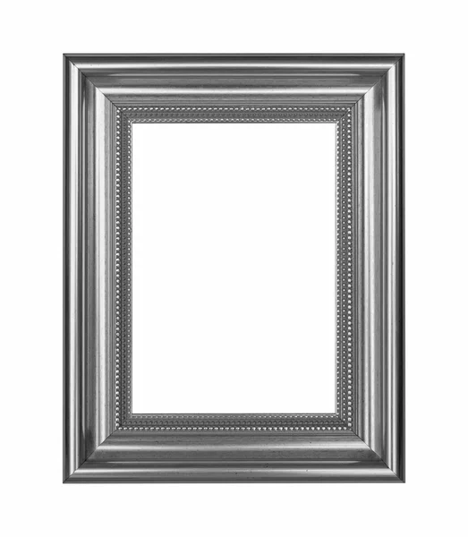 Wooden Silver frame vintage isolated background. — Stock Photo, Image