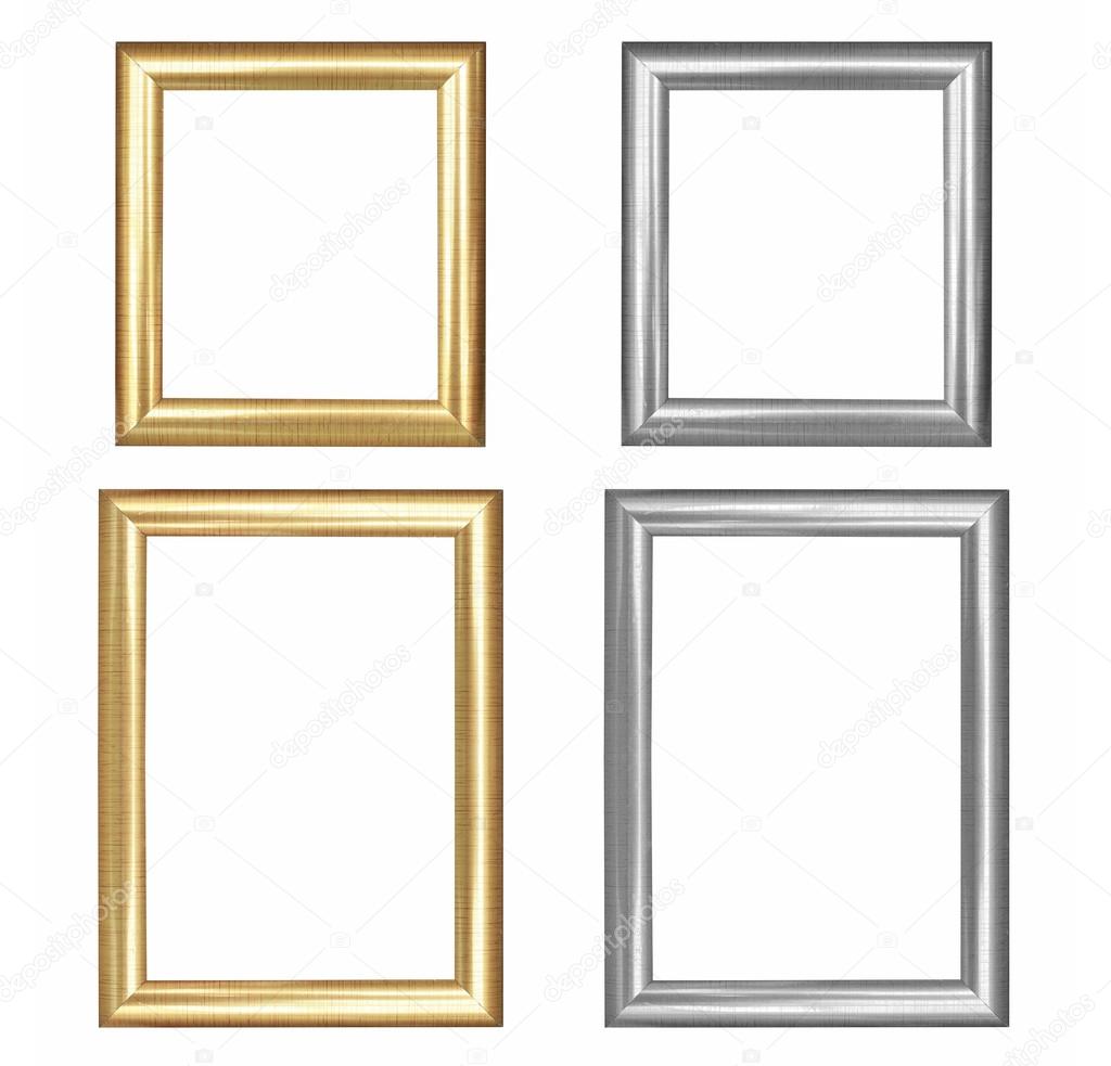 Set of golden and silver frame vintage isolated on white backgro