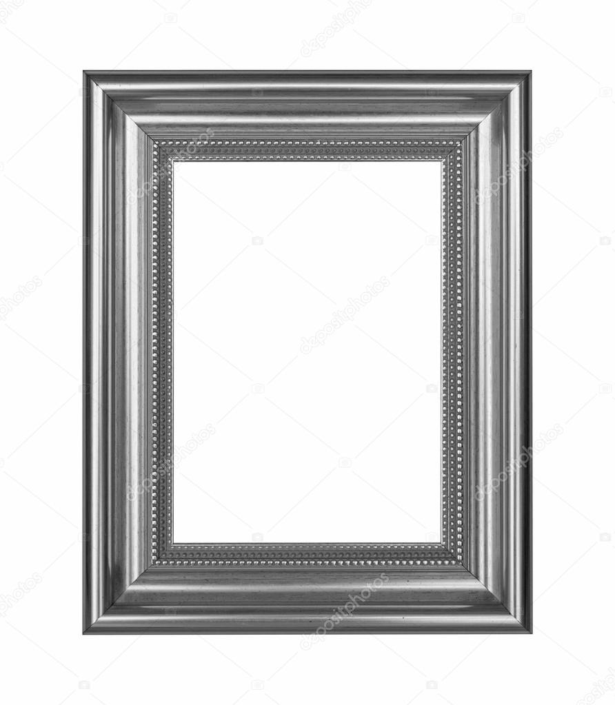 Wooden Silver frame vintage isolated background.