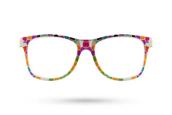 Модні веселкові окуляри стилю пластиковий каркас ізольовані на білому б — стокове фото
