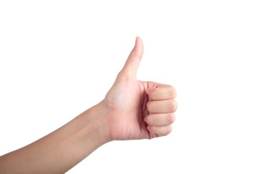 Elini yukarı izole beyaz arka plan gibi genç adam.