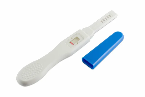 Test de grossesse isolé sur fond blanc. — Photo