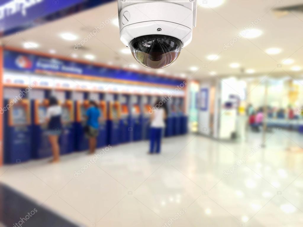 CCTV Security camera Auto teller machine(ATM)  area background.
