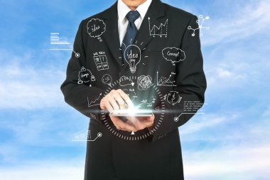 Tablet analizi strateji dokunmadan işadamı gelecek planı.
