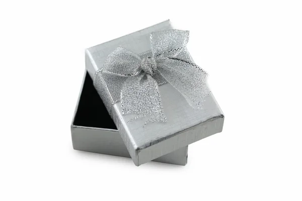 Silver gift box isolated on white background. — Stock Photo, Image