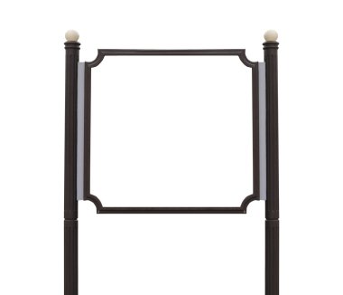 Orta Billboard ahşap işareti izole beyaz arka plan sonrası.