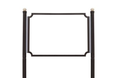 Orta Billboard ahşap işareti izole beyaz arka plan sonrası.