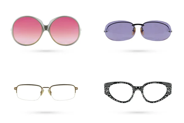 फैशन चश्मा इंटरस्पेस शैली संग्रह सफेद बी पर अलग — स्टॉक फ़ोटो, इमेज
