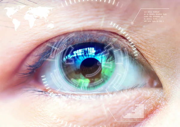 Tarama teknolojisi içinde futuristik, kadınlar göz yakın operat