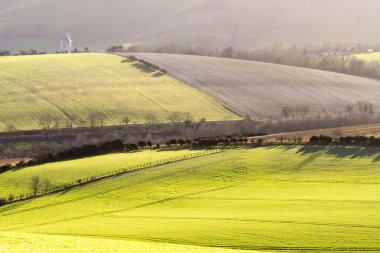 South Downs manzara karşısında sonlarında kışın güneşli çalış