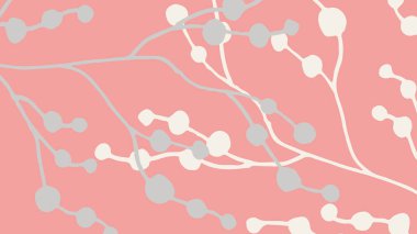 Elle çizilmiş gri ve pembe yapraklı küçük resim arkaplanı