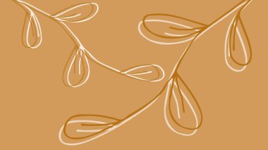 Sıcak kahverengi ve beyaz renkli el yapımı yapraklarla küçük resim arkaplanı