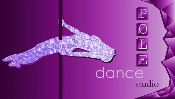 Pole Dance Bannière Horizontale Polefit Low Poly Art Violet Violet — Image vectorielle
