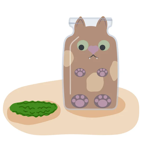 Chat Pot Concombre Animal Compagnie Peur Suspicion Émotions Blague — Image vectorielle