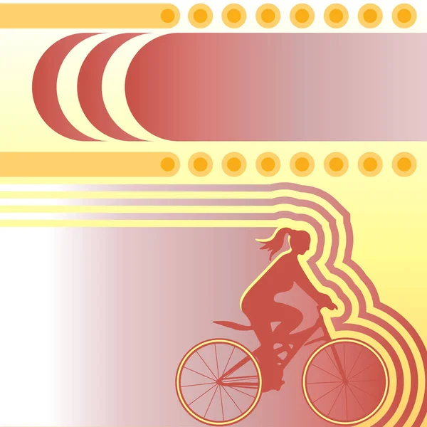 Frau Fahrrad Rosa Gelb Fahrrad Mädchen Fahrrad Fahren Umweltfreundlich Bewegung — Stockvektor