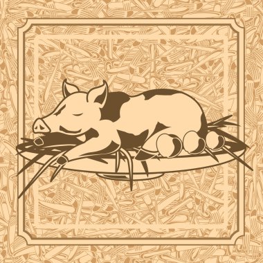 seamless banner with roast suckling pig