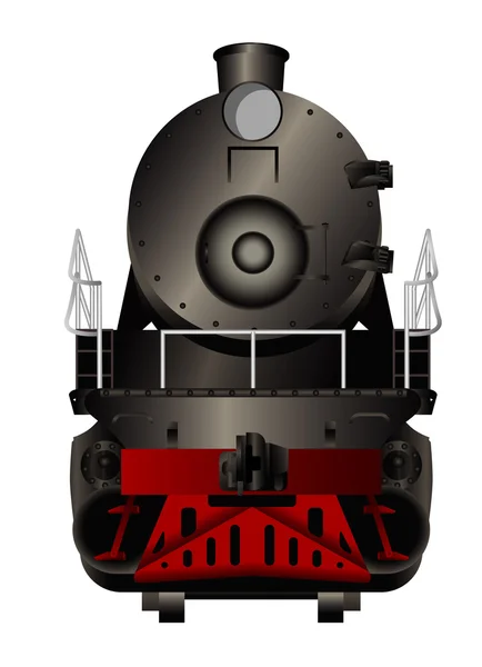 Front view of a old steam locomotive — Stock Vector