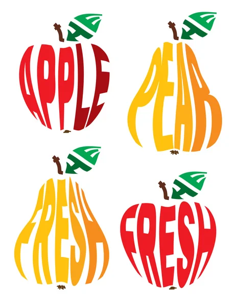 Stylized image of the emblem in the form of apple and pear of letters — 스톡 벡터