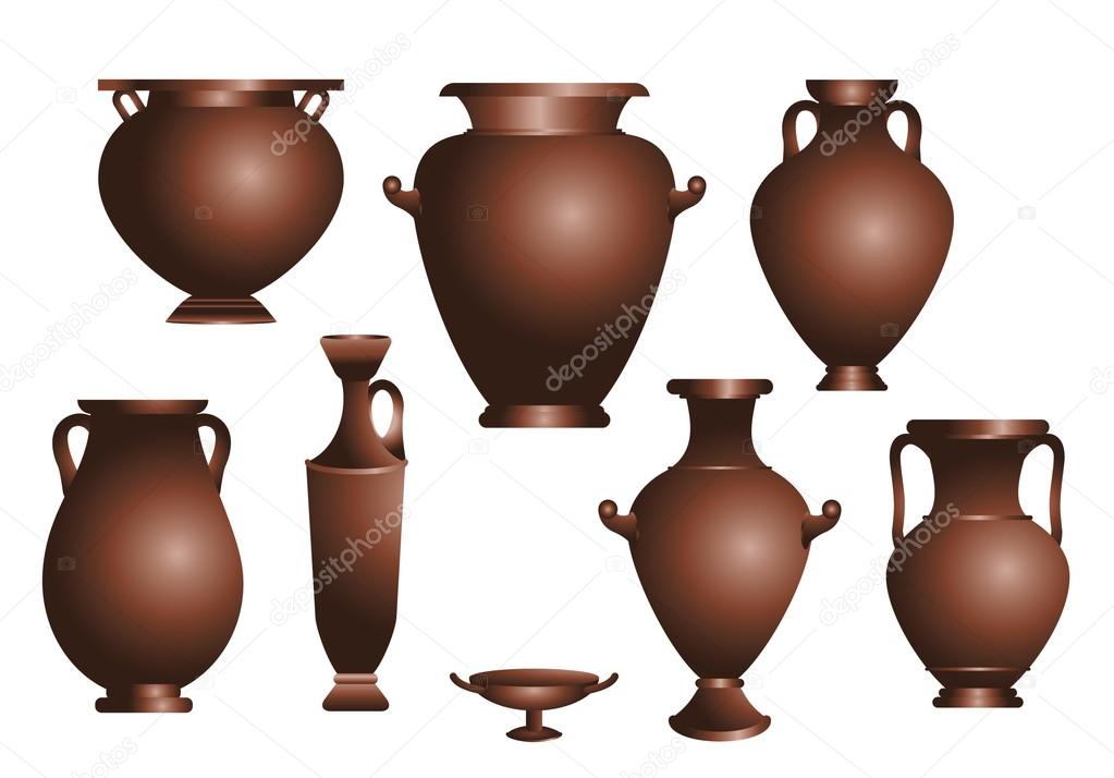 vector set of amphorae