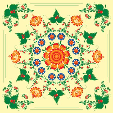 seamless pattern with floral ornament with elements of berries and leaves
