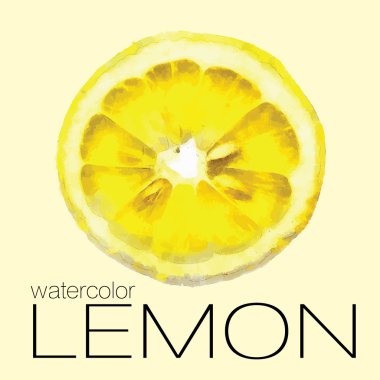 Hand drawn watercolor painting slice of lemon
