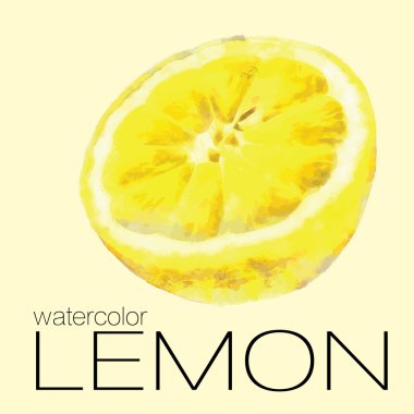 Hand drawn watercolor painting of half a lemon